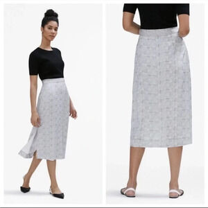 MM Lafleur Gray Graphite Pencil Plaid Sutton Midi Skirt Size 0 B7
